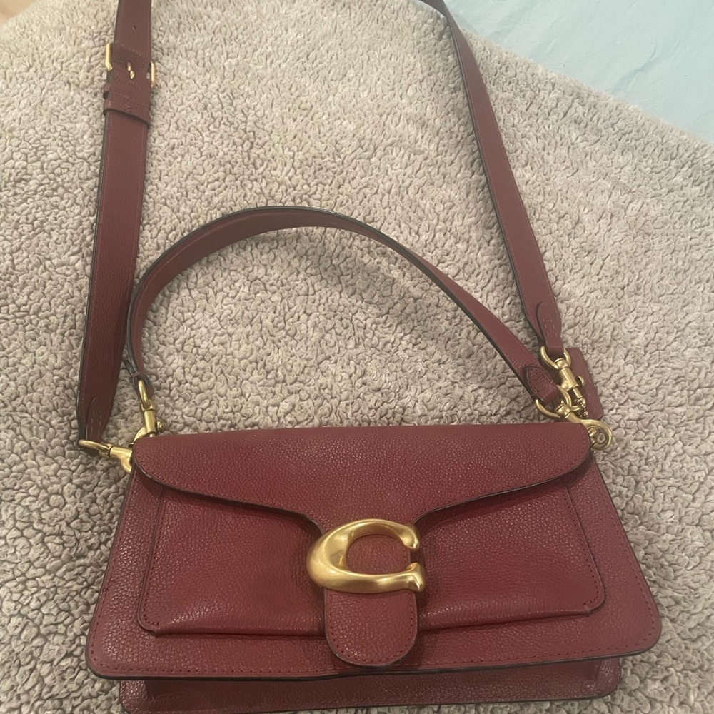 Coach Burgundy Crossbody Bag with Gold Clasp